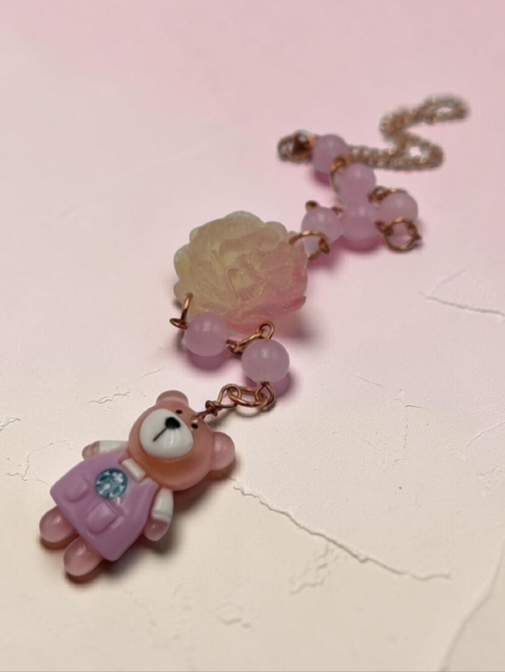 Handmade Pink Bear car charm - Picture 1 of 4
